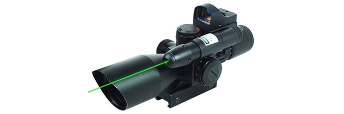 UUQ 2.5-10x40 Tactical Rifle Scope w Red Green Laser